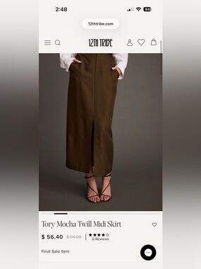 12th Tribe Mocha Twill Skirt NWT